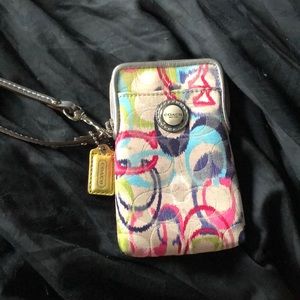 Multicolor small coach wristlet